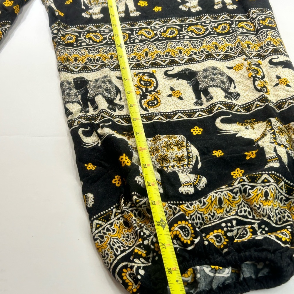 Earthbound Elephant Print Harem Pants Rayon Boho Festival XL - Picture 6 of 7